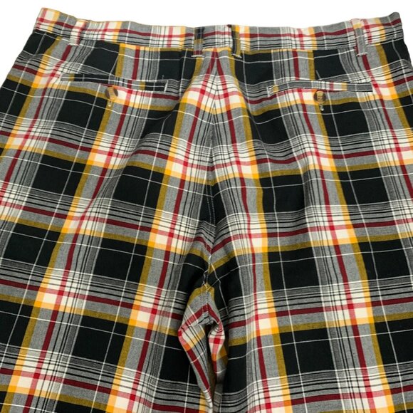 Vintage Y2K D Tek Cargo Shorts 44 Black Plaid Flat Front Pockets Button Zipper - Picture 4 of 5